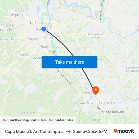 Capc Musee D'Art Contemporain to Sainte-Croix-Du-Mont map