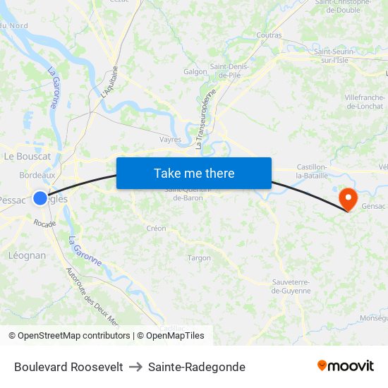 Boulevard Roosevelt to Sainte-Radegonde map