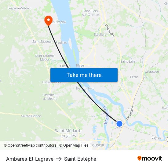 Ambares-Et-Lagrave to Saint-Estèphe map