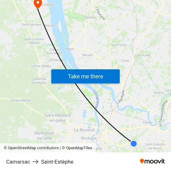 Camarsac to Saint-Estèphe map