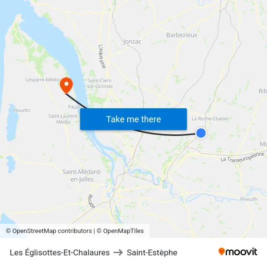 Les Églisottes-Et-Chalaures to Saint-Estèphe map