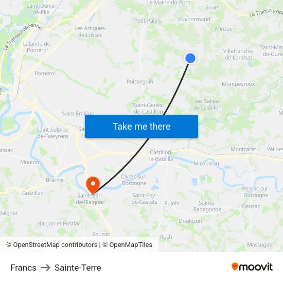 Francs to Sainte-Terre map