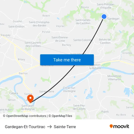 Gardegan-Et-Tourtirac to Sainte-Terre map
