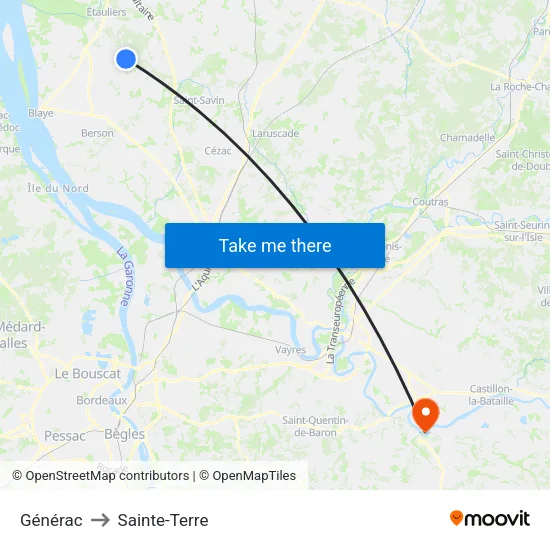 Générac to Sainte-Terre map