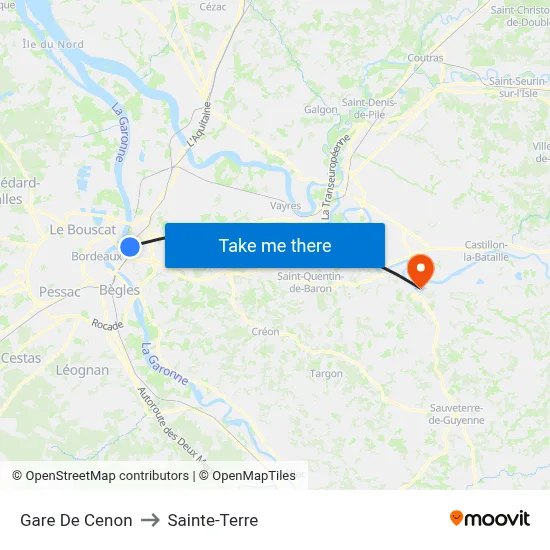 Gare De Cenon to Sainte-Terre map