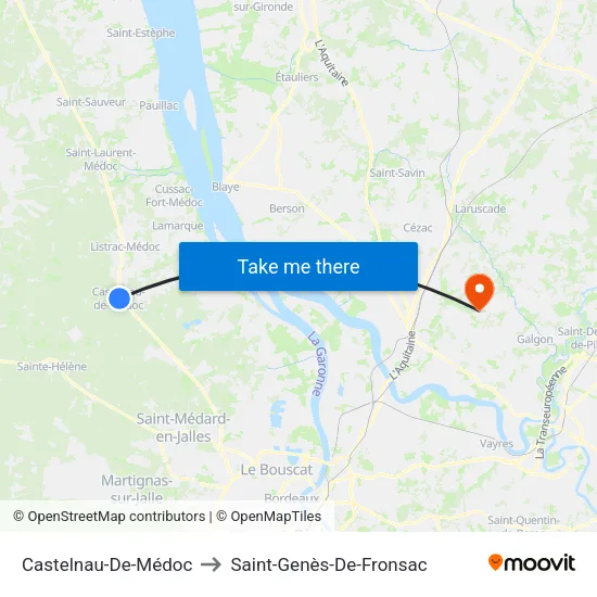 Castelnau-De-Médoc to Saint-Genès-De-Fronsac map