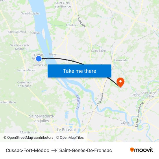 Cussac-Fort-Médoc to Saint-Genès-De-Fronsac map