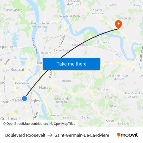 Boulevard Roosevelt to Saint-Germain-De-La-Rivière map