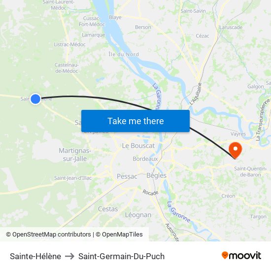 Sainte-Hélène to Saint-Germain-Du-Puch map