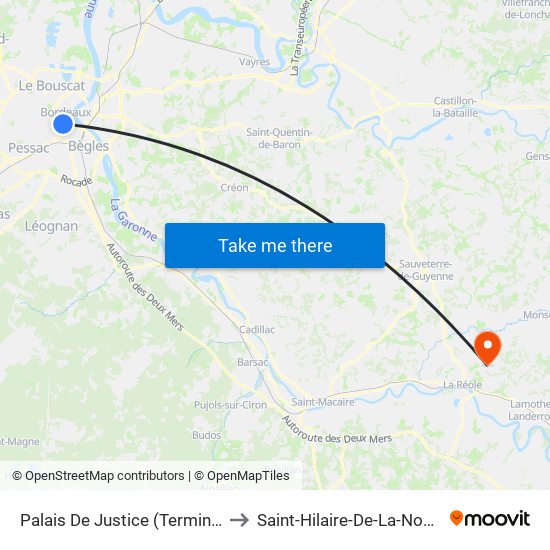 Palais De Justice (Terminus) to Saint-Hilaire-De-La-Noaille map