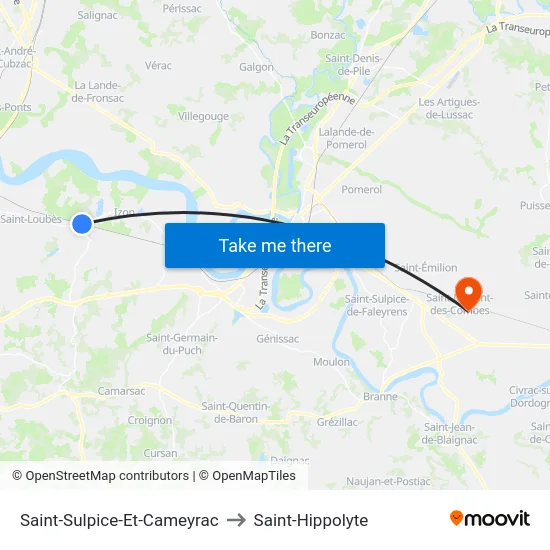 Saint-Sulpice-Et-Cameyrac to Saint-Hippolyte map