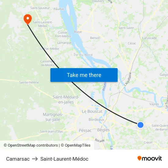 Camarsac to Saint-Laurent-Médoc map