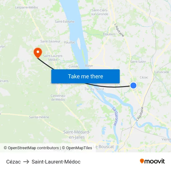 Cézac to Saint-Laurent-Médoc map