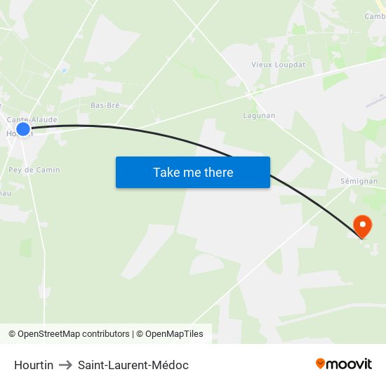 Hourtin to Saint-Laurent-Médoc map