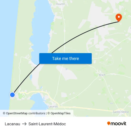 Lacanau to Saint-Laurent-Médoc map