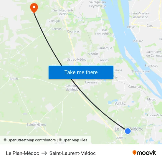 Le Pian-Médoc to Saint-Laurent-Médoc map