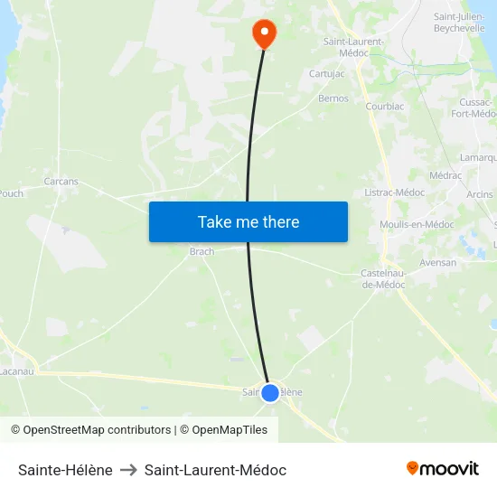 Sainte-Hélène to Saint-Laurent-Médoc map