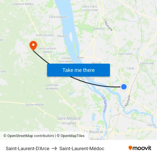 Saint-Laurent-D'Arce to Saint-Laurent-Médoc map