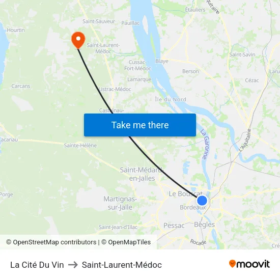 La Cité Du Vin to Saint-Laurent-Médoc map
