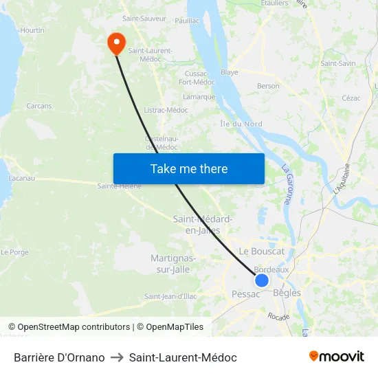 Barrière D'Ornano to Saint-Laurent-Médoc map