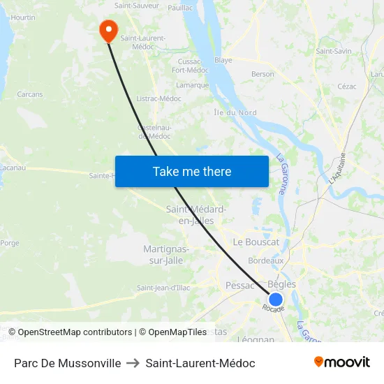 Parc De Mussonville to Saint-Laurent-Médoc map