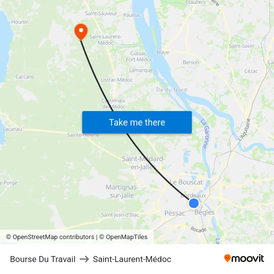 Bourse Du Travail to Saint-Laurent-Médoc map