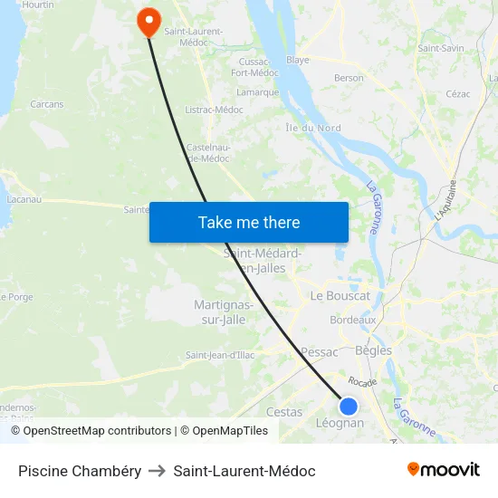 Piscine Chambéry to Saint-Laurent-Médoc map