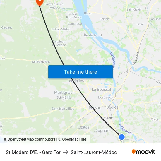 St Medard D'E. - Gare Ter to Saint-Laurent-Médoc map