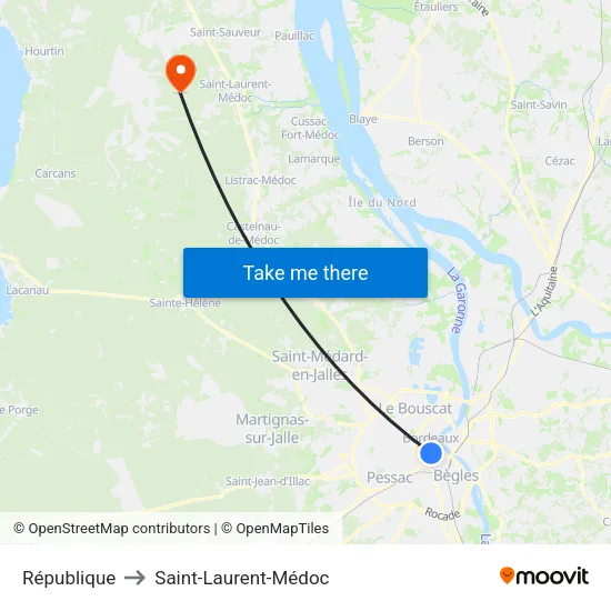 République to Saint-Laurent-Médoc map