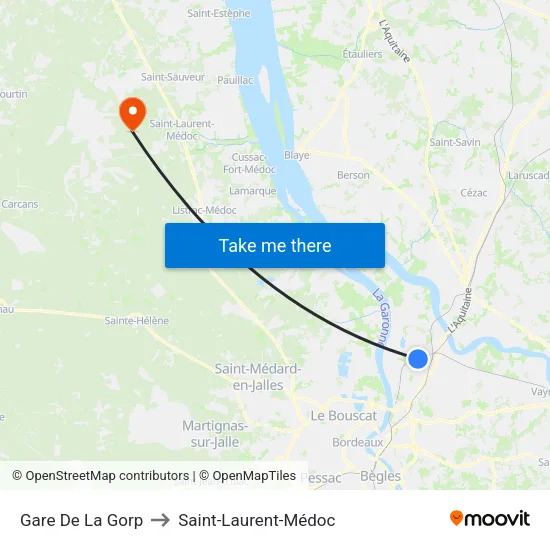 Gare De La Gorp to Saint-Laurent-Médoc map