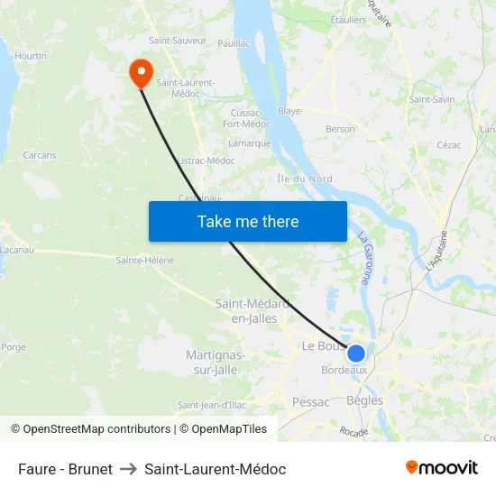 Faure - Brunet to Saint-Laurent-Médoc map