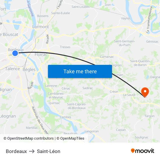 Bordeaux to Saint-Léon map
