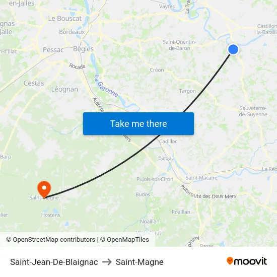 Saint-Jean-De-Blaignac to Saint-Magne map