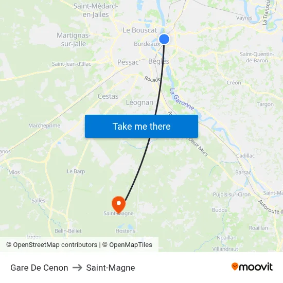 Gare De Cenon to Saint-Magne map