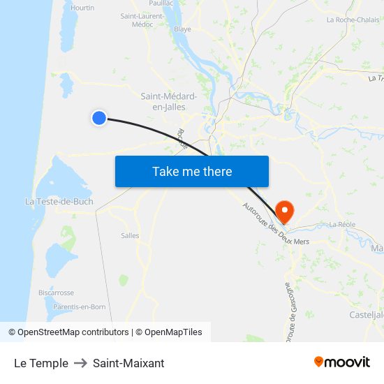 Le Temple to Saint-Maixant map