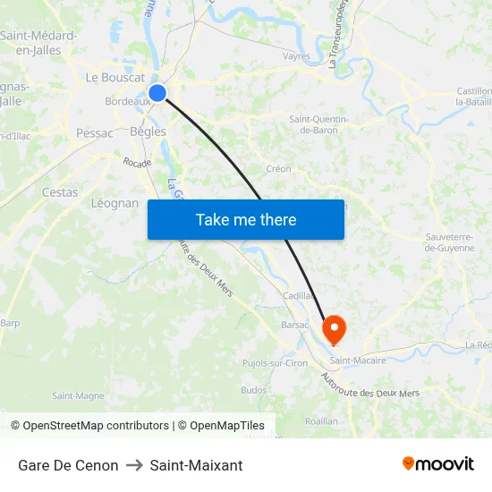 Gare De Cenon to Saint-Maixant map