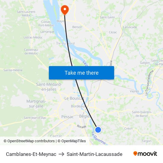 Camblanes-Et-Meynac to Saint-Martin-Lacaussade map