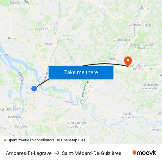Ambares-Et-Lagrave to Saint-Médard-De-Guizières map