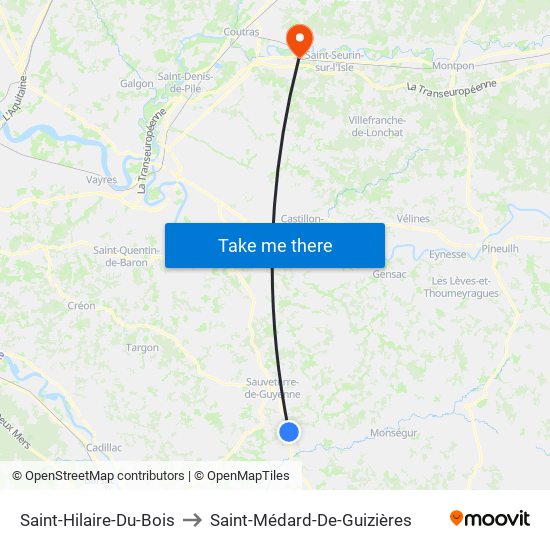 Saint-Hilaire-Du-Bois to Saint-Médard-De-Guizières map