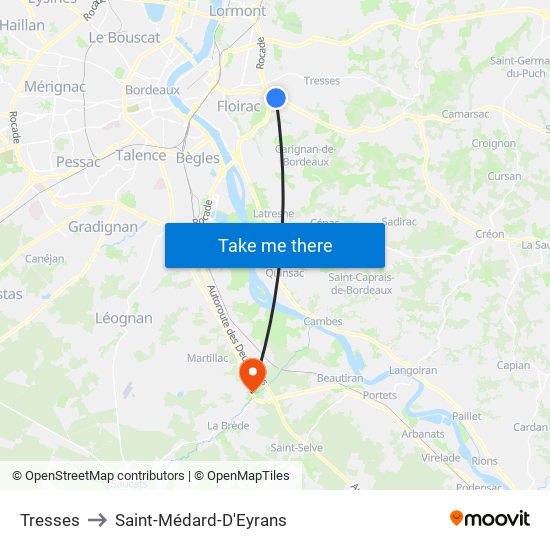 Tresses to Saint-Médard-D'Eyrans map