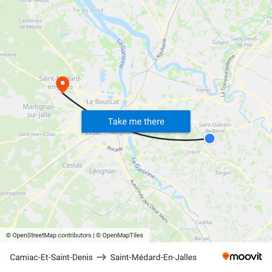 Camiac-Et-Saint-Denis to Saint-Médard-En-Jalles map