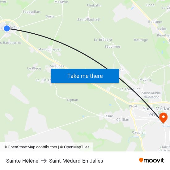 Sainte-Hélène to Saint-Médard-En-Jalles map