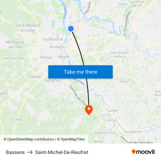 Bassens to Saint-Michel-De-Rieufret map