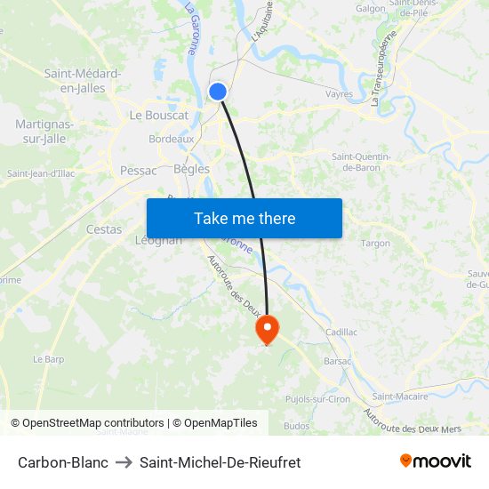 Carbon-Blanc to Saint-Michel-De-Rieufret map