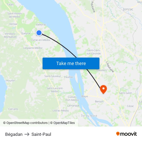 Bégadan to Saint-Paul map