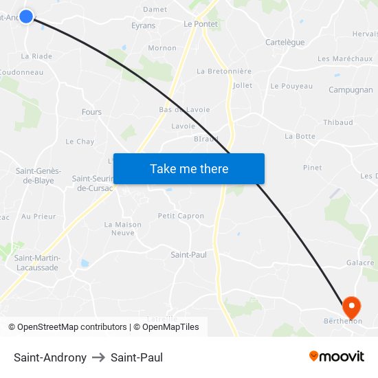 Saint-Androny to Saint-Paul map