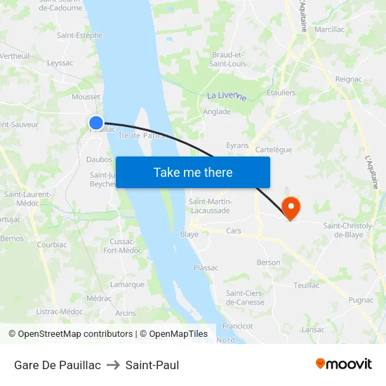 Gare De Pauillac to Saint-Paul map