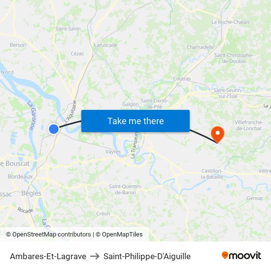 Ambares-Et-Lagrave to Saint-Philippe-D'Aiguille map