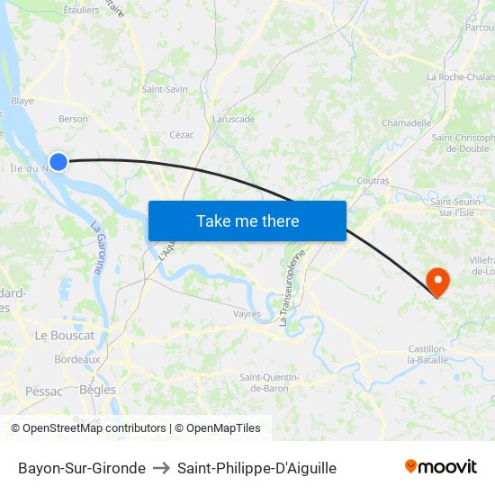 Bayon-Sur-Gironde to Saint-Philippe-D'Aiguille map