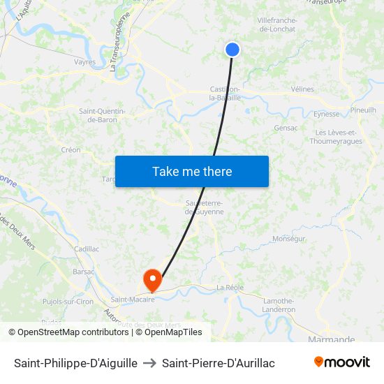 Saint-Philippe-D'Aiguille to Saint-Pierre-D'Aurillac map